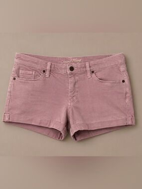 🌸 Universal Thread Blush Pink Cuffed Denim Shorts Size 10 Stretch Mid Rise